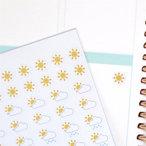 Cute Mini Weather Tracking Planner Stickers (135 stickers)