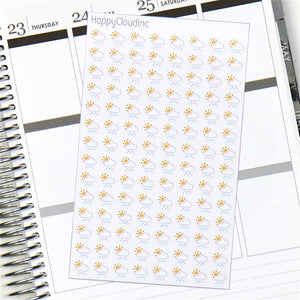Sunny Cloudy Rainy Weather Planner Stickers - Glossy (112 Stickers)