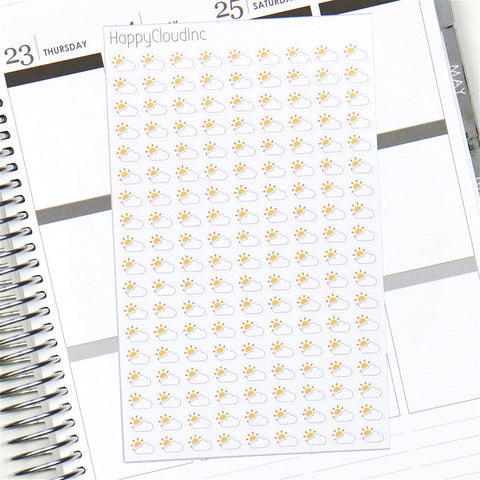 Sunny Cloudy Weather Planner Stickers - Glossy (162 Stickers)