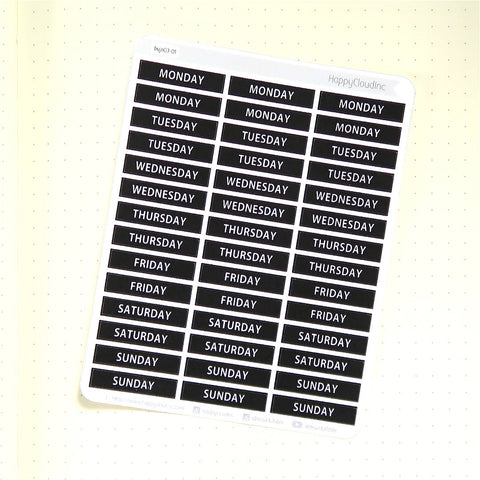 Bullet Journal Weekday Label Planner Stickers