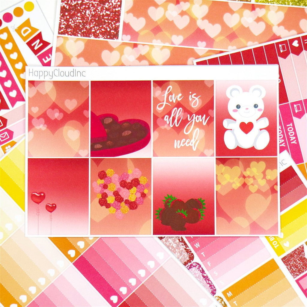 Valentine Stickers with Hot Stamping, 8-Sheet