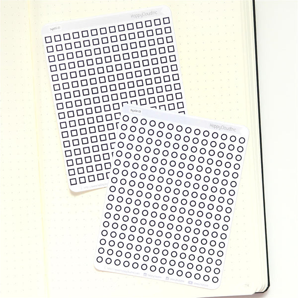 Bullet Journal Mini Checkbox Planner Stickers, BUJO Stickers